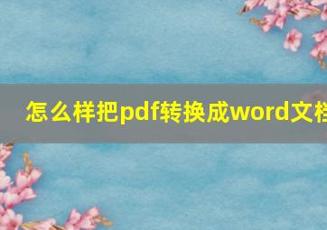 怎么样把pdf转换成word文档