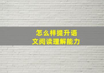 怎么样提升语文阅读理解能力