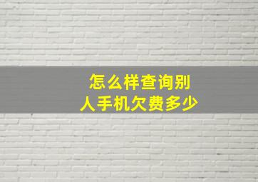 怎么样查询别人手机欠费多少