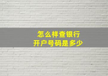 怎么样查银行开户号码是多少