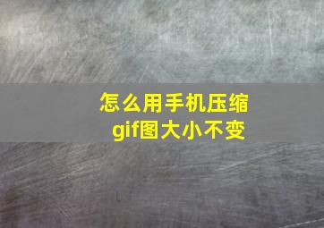 怎么用手机压缩gif图大小不变