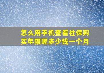 怎么用手机查看社保购买年限呢多少钱一个月