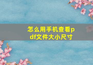 怎么用手机查看pdf文件大小尺寸