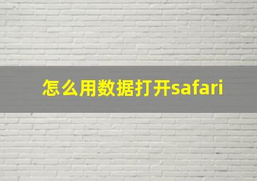 怎么用数据打开safari