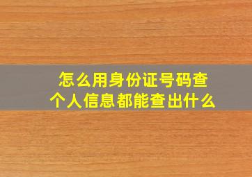 怎么用身份证号码查个人信息都能查出什么