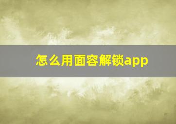 怎么用面容解锁app