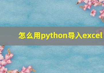 怎么用python导入excel