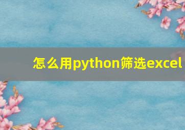 怎么用python筛选excel