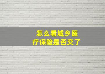 怎么看城乡医疗保险是否交了