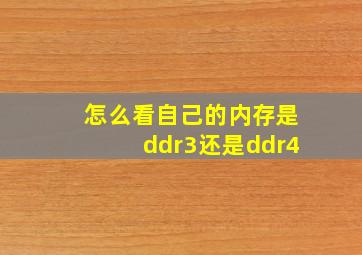 怎么看自己的内存是ddr3还是ddr4