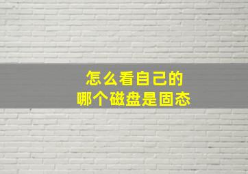 怎么看自己的哪个磁盘是固态