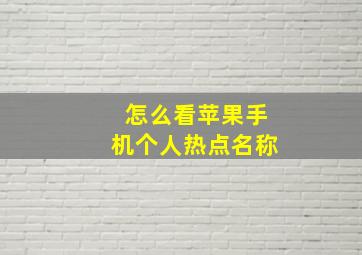 怎么看苹果手机个人热点名称