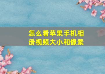 怎么看苹果手机相册视频大小和像素