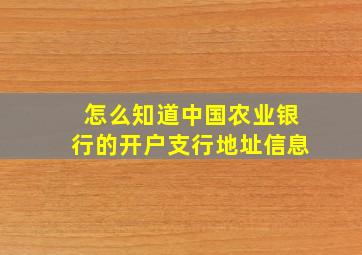 怎么知道中国农业银行的开户支行地址信息