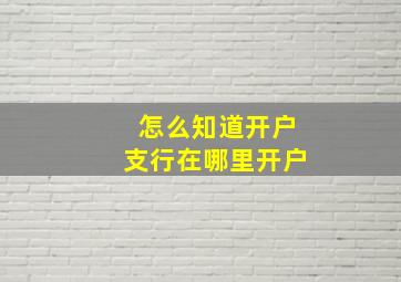 怎么知道开户支行在哪里开户