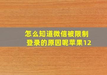 怎么知道微信被限制登录的原因呢苹果12