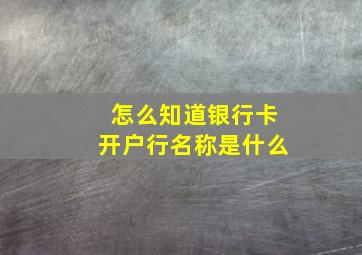 怎么知道银行卡开户行名称是什么