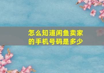 怎么知道闲鱼卖家的手机号码是多少