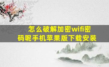 怎么破解加密wifi密码呢手机苹果版下载安装