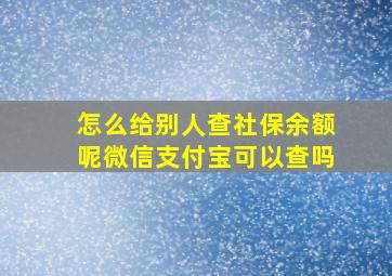 怎么给别人查社保余额呢微信支付宝可以查吗