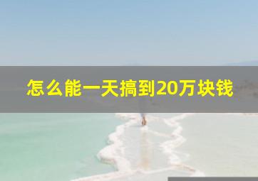 怎么能一天搞到20万块钱