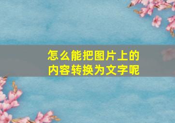 怎么能把图片上的内容转换为文字呢