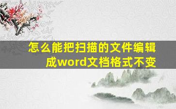 怎么能把扫描的文件编辑成word文档格式不变