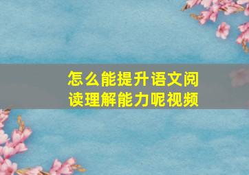 怎么能提升语文阅读理解能力呢视频