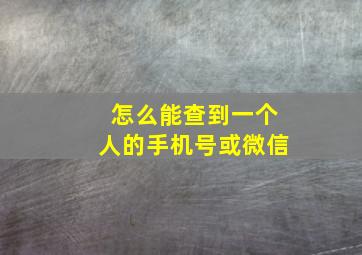 怎么能查到一个人的手机号或微信