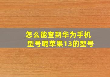 怎么能查到华为手机型号呢苹果13的型号