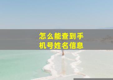 怎么能查到手机号姓名信息