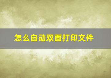 怎么自动双面打印文件