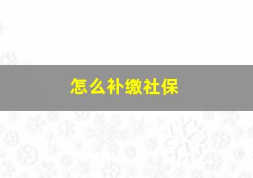 怎么补缴社保