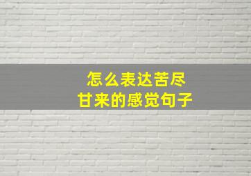 怎么表达苦尽甘来的感觉句子