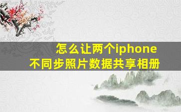 怎么让两个iphone不同步照片数据共享相册