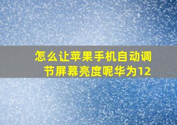 怎么让苹果手机自动调节屏幕亮度呢华为12