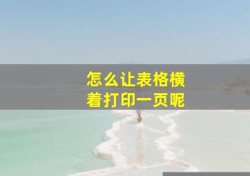 怎么让表格横着打印一页呢