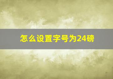 怎么设置字号为24磅