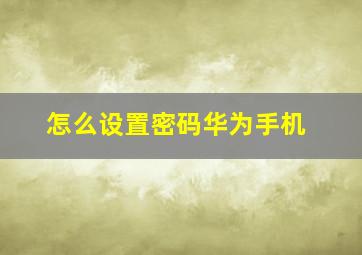 怎么设置密码华为手机