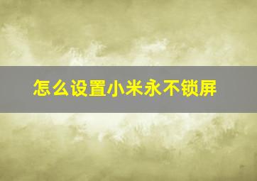 怎么设置小米永不锁屏