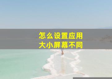 怎么设置应用大小屏幕不同