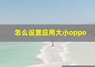 怎么设置应用大小oppo