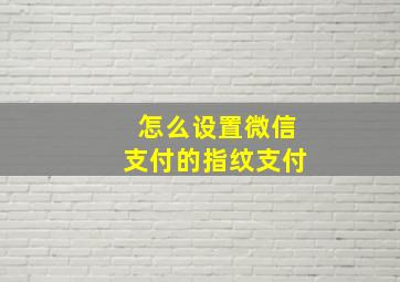 怎么设置微信支付的指纹支付