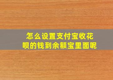 怎么设置支付宝收花呗的钱到余额宝里面呢