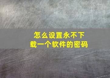 怎么设置永不下载一个软件的密码