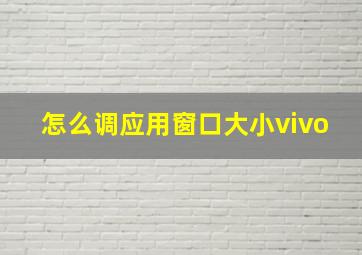 怎么调应用窗口大小vivo