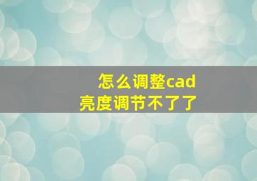 怎么调整cad亮度调节不了了