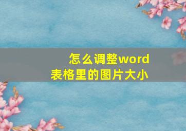 怎么调整word表格里的图片大小