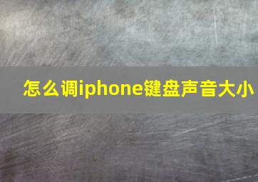 怎么调iphone键盘声音大小