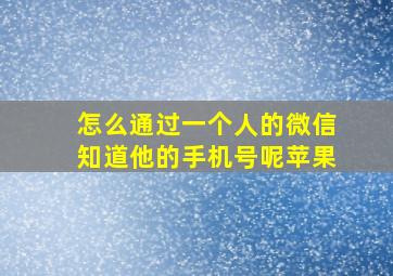 怎么通过一个人的微信知道他的手机号呢苹果